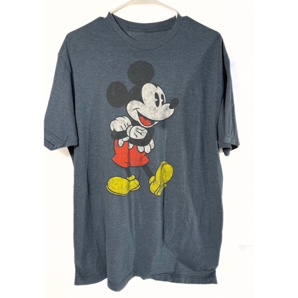 Disney Mickey Mouse Graphic T-Shirt Mens XL Heather Blue Short Sleeve Crewneck